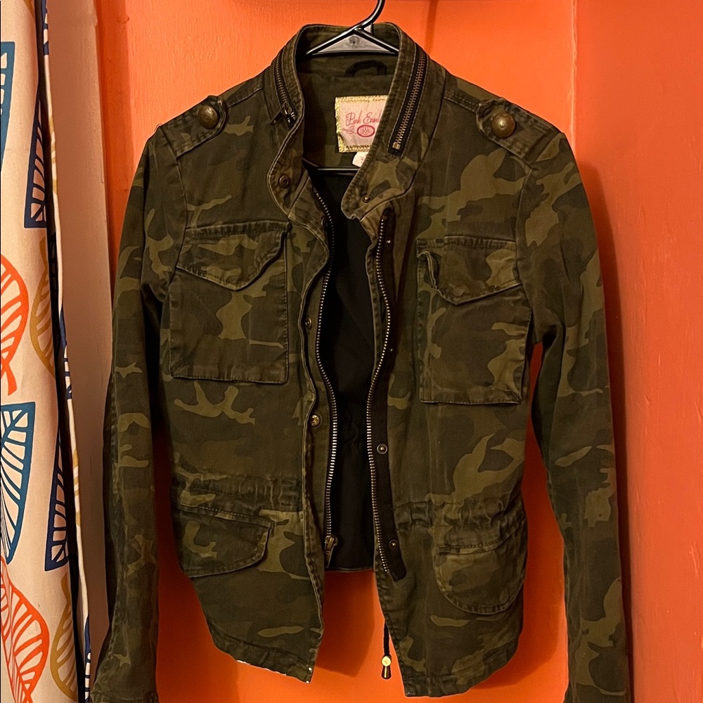 Lucky Brand Green Camouflage Military Jacket